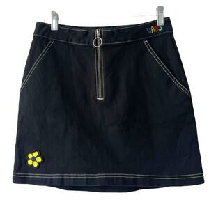 Vans Black Mini Skirt Size Small Jean Patch Groovy 70s Skate